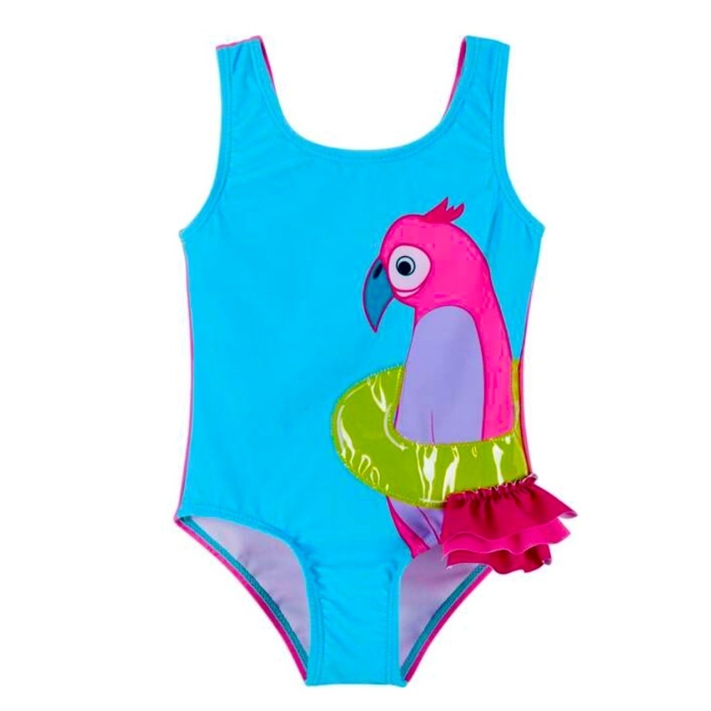 Andy and Evan Sz 6X Kids Swim Flamingo Swimsuit - Blue and Pink
